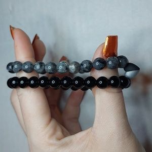 Customizable Couple stone bracelet bundle/alloy magnetic heart